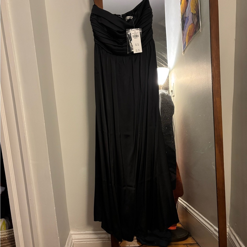 NWT black satin Abercrombie strapless maxi dress
